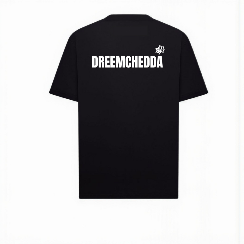 MEMS BLACK TEE WITH WHITE DREEMCHEDDA LOGO